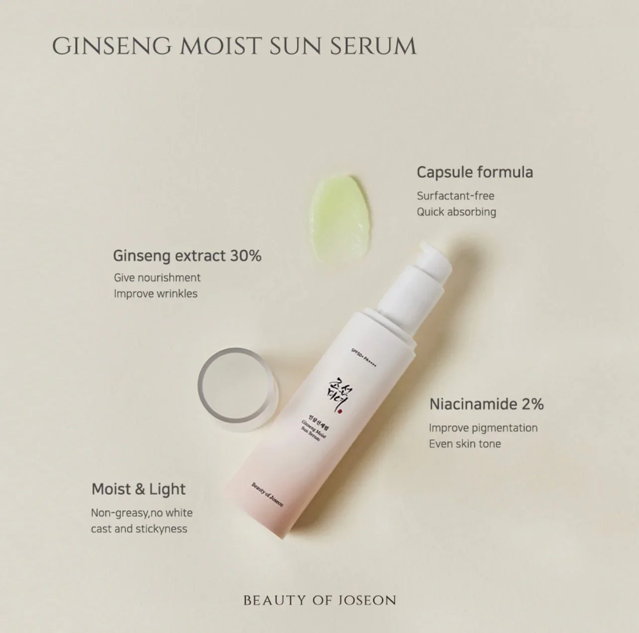 Beauty of Joseon - Ginseng Moist Sun Serum SPF 50+PA++++ - Image 3