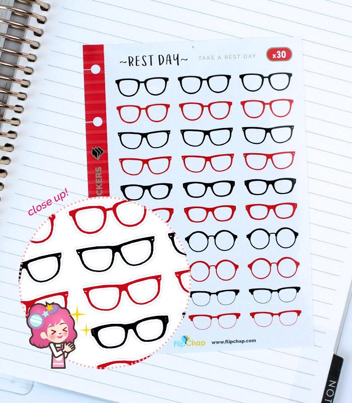 Black and Red Glasses Stickers - Image 3