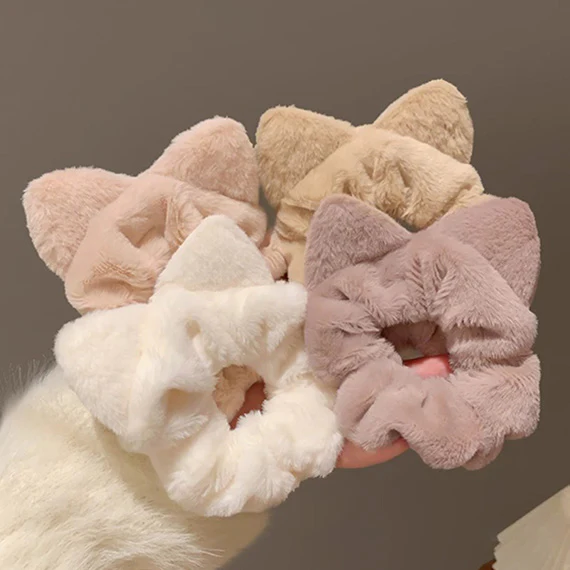 Fluffy Cat Ears Scrunchie