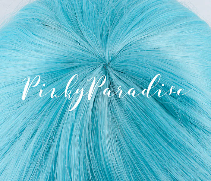 Cyan Bright Light Blue Long Wavy Wig 65cm - Image 3