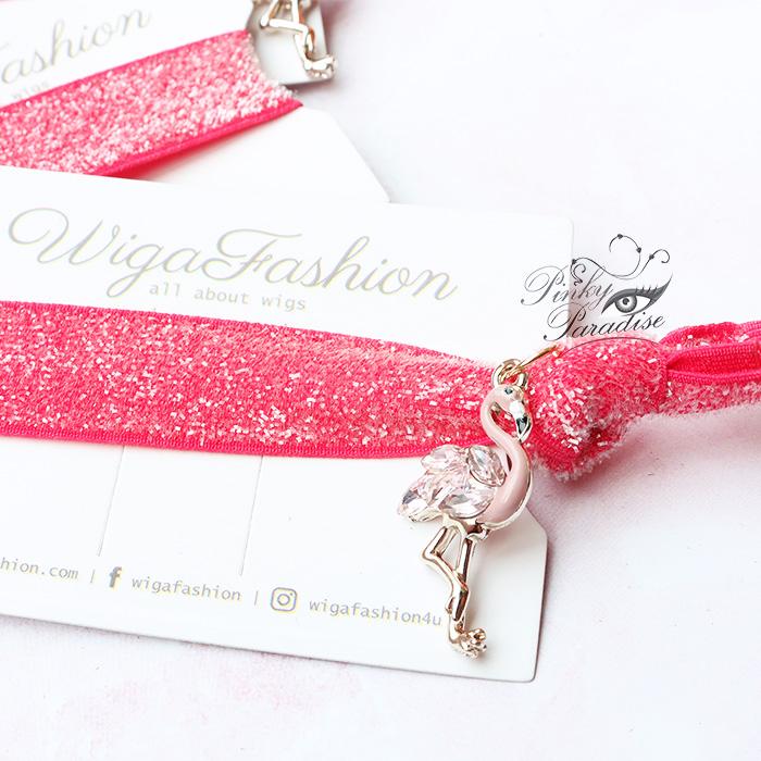 Hot Pink Flamingo Charm Hair Tie - Image 2