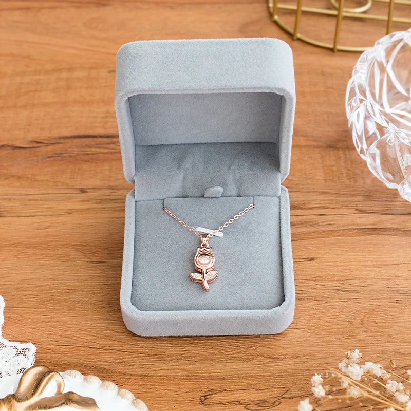 I Love You In 100 Languages Projection Necklace (Rose Gold) - Image 4