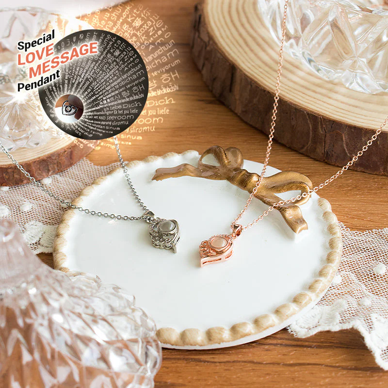 I Love You In 100 Languages Projection Necklace (Silver) - Image 14