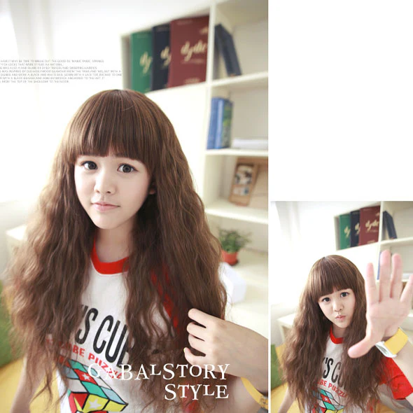 Premium Wig Mood Child Small Soft Curly Hair (Golden Brown) - Image 2