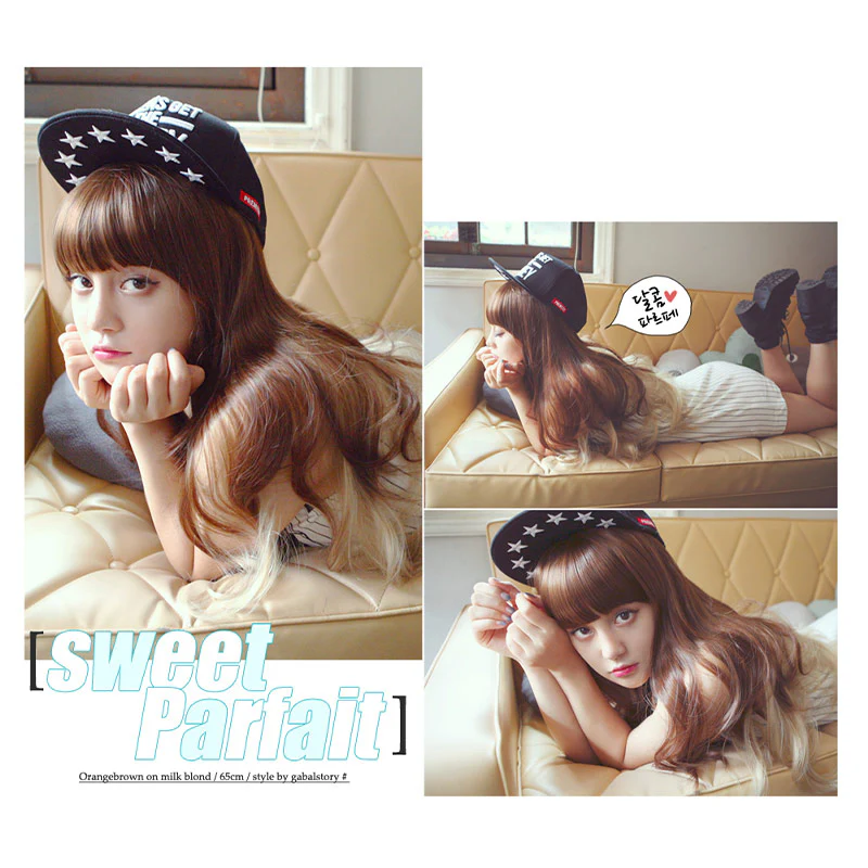 Premium Wig Sweet Parfa Straight Hair Wavy End (Orange Brown) - Image 2