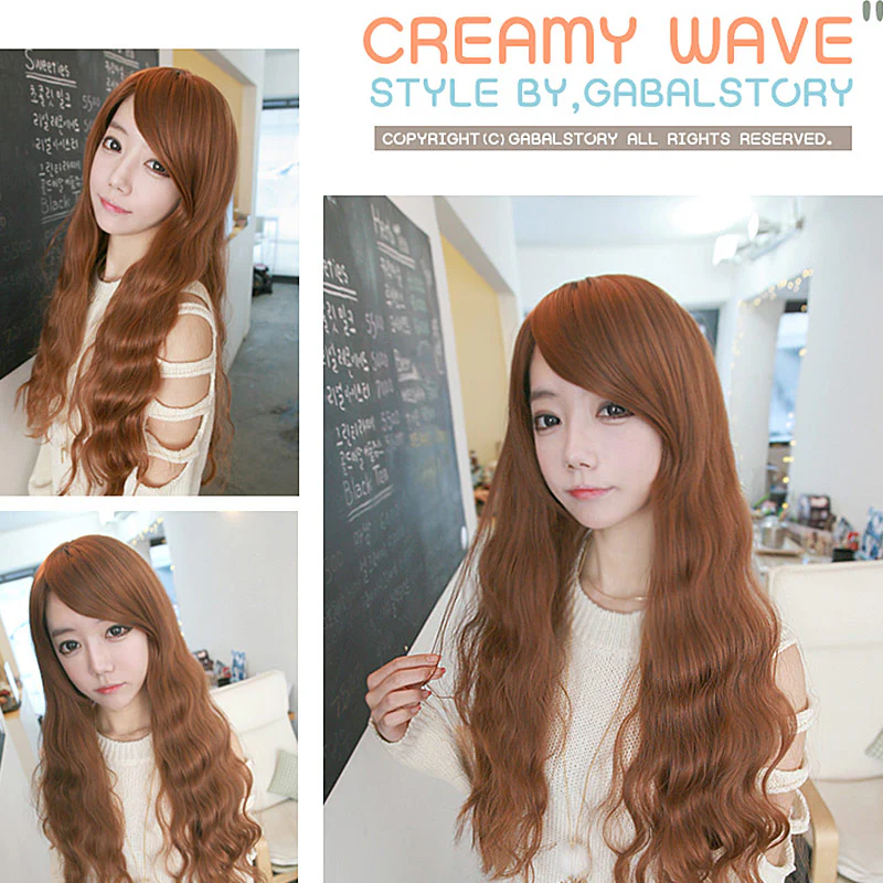 Premium Wig Creamy Wave Soft Wavy Hair (Orange Brown) - Image 3