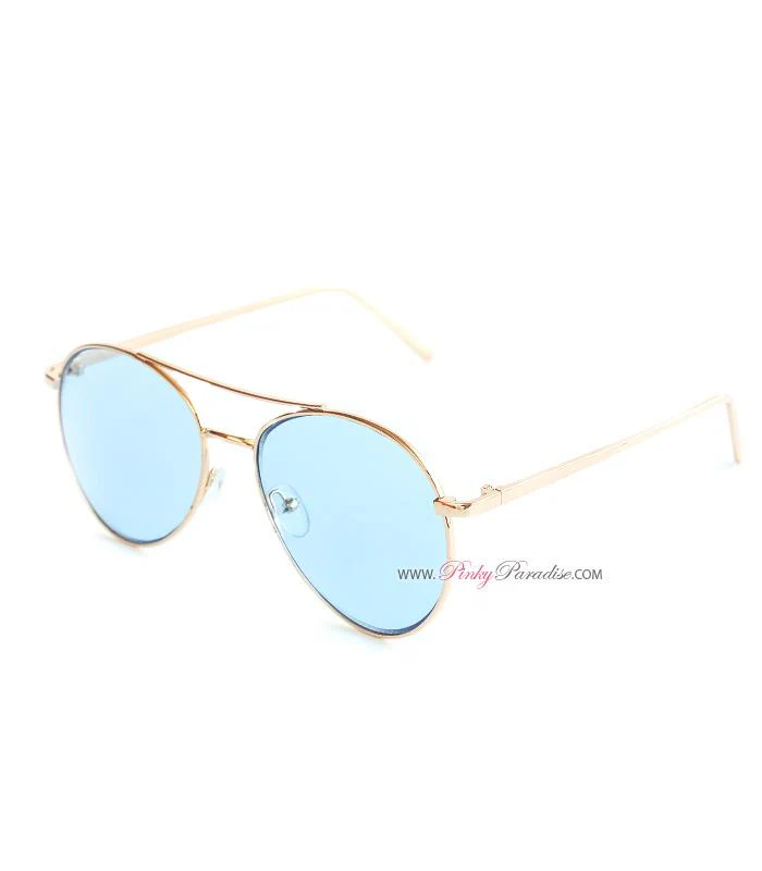 Retro Tinted Aviator Sunglasses - Image 6