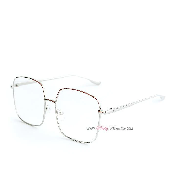 Square Metal Frame Clear Glasses - Image 2